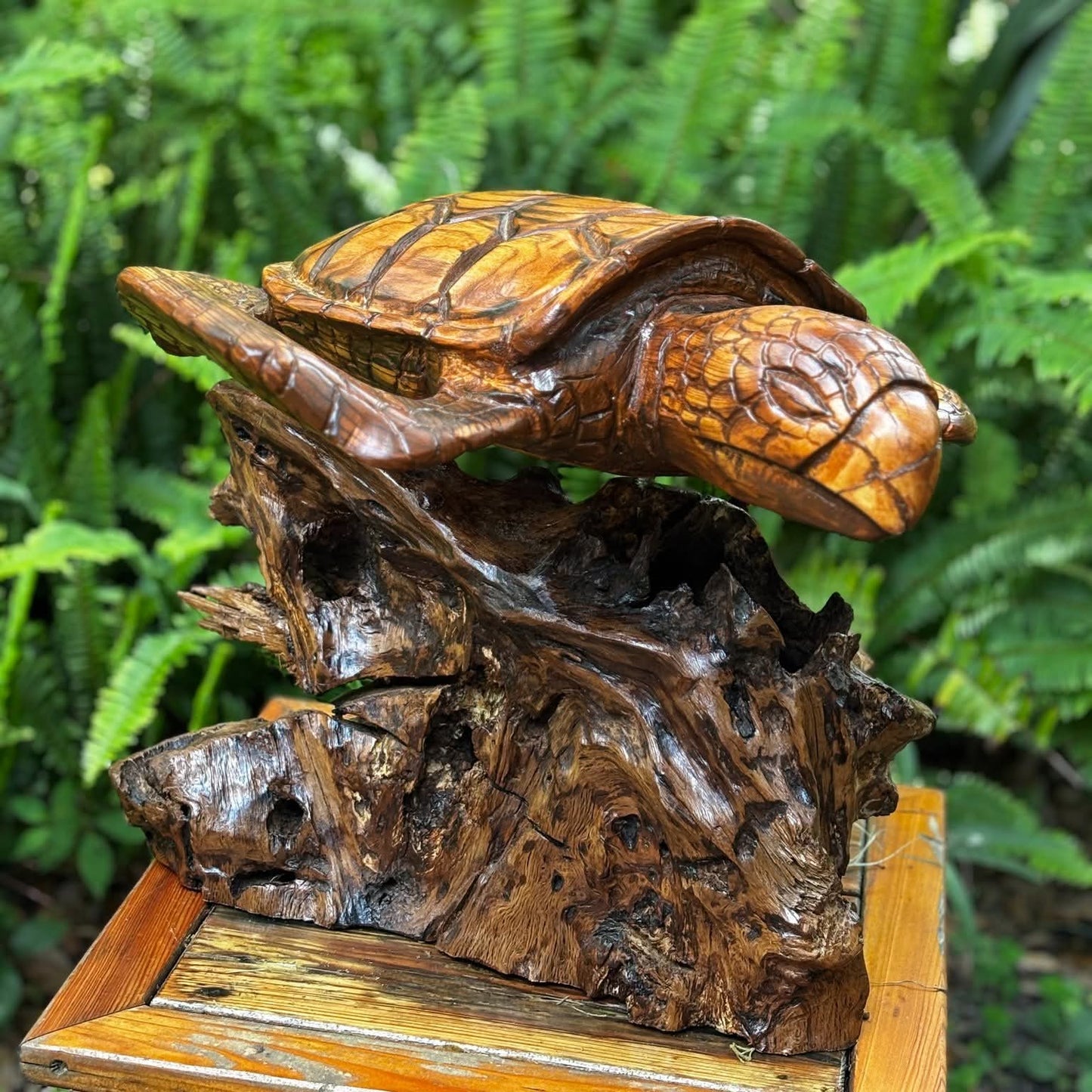 Sea turtle carving