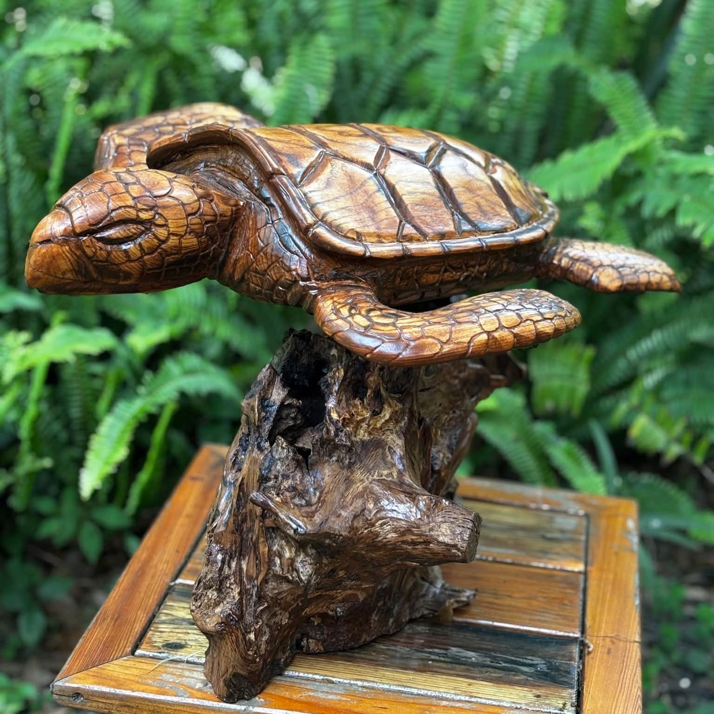 Sea turtle carving