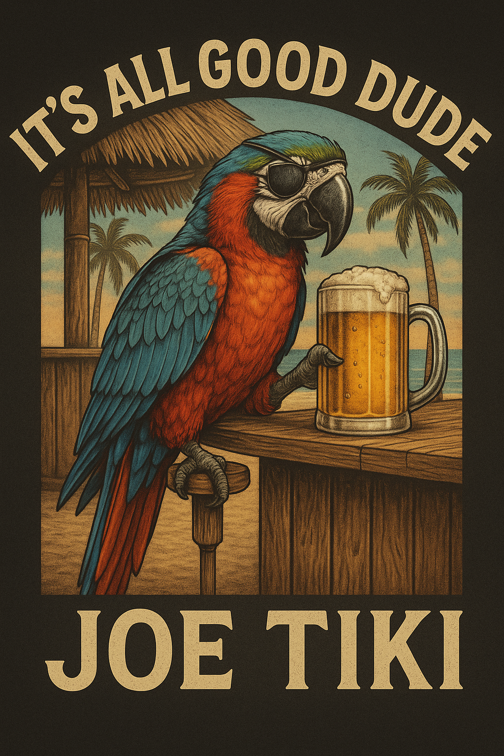 Joe Tiki “It’s All Good Dude” Parrot T-Shirt
