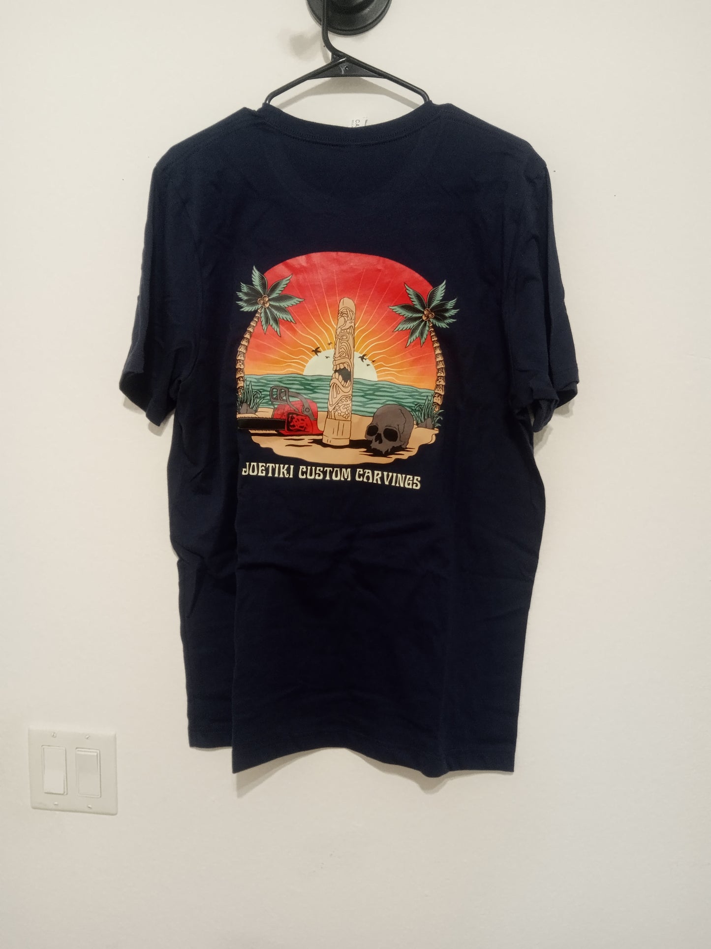 Joe Tiki Custom Carving T-Shirt Navy Blue