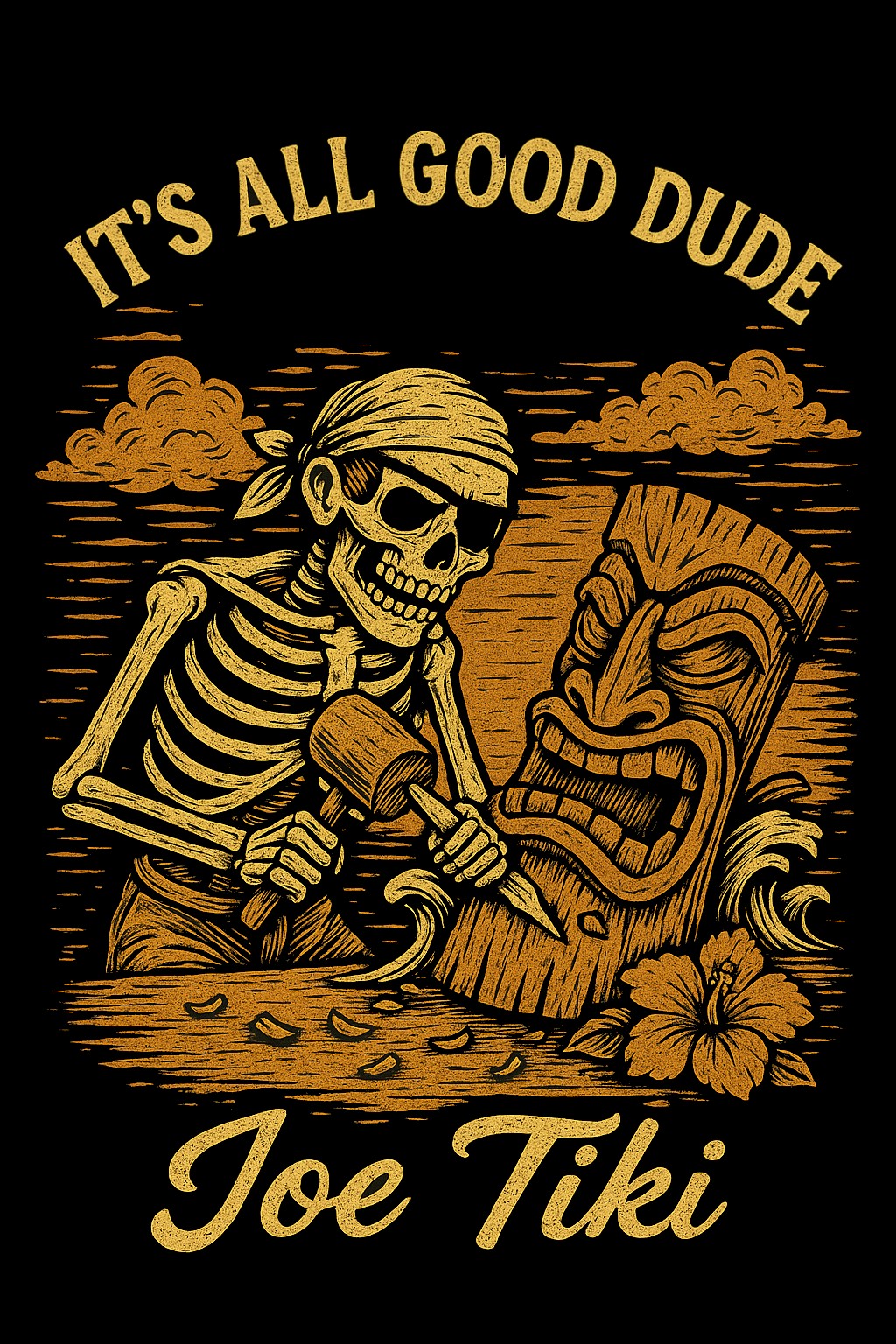 It's All Good Dude Carving Skeleton T-Shirt