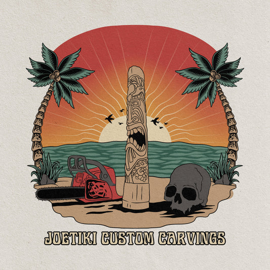 Joe Tiki “Custom Carvings” Sunset Tee