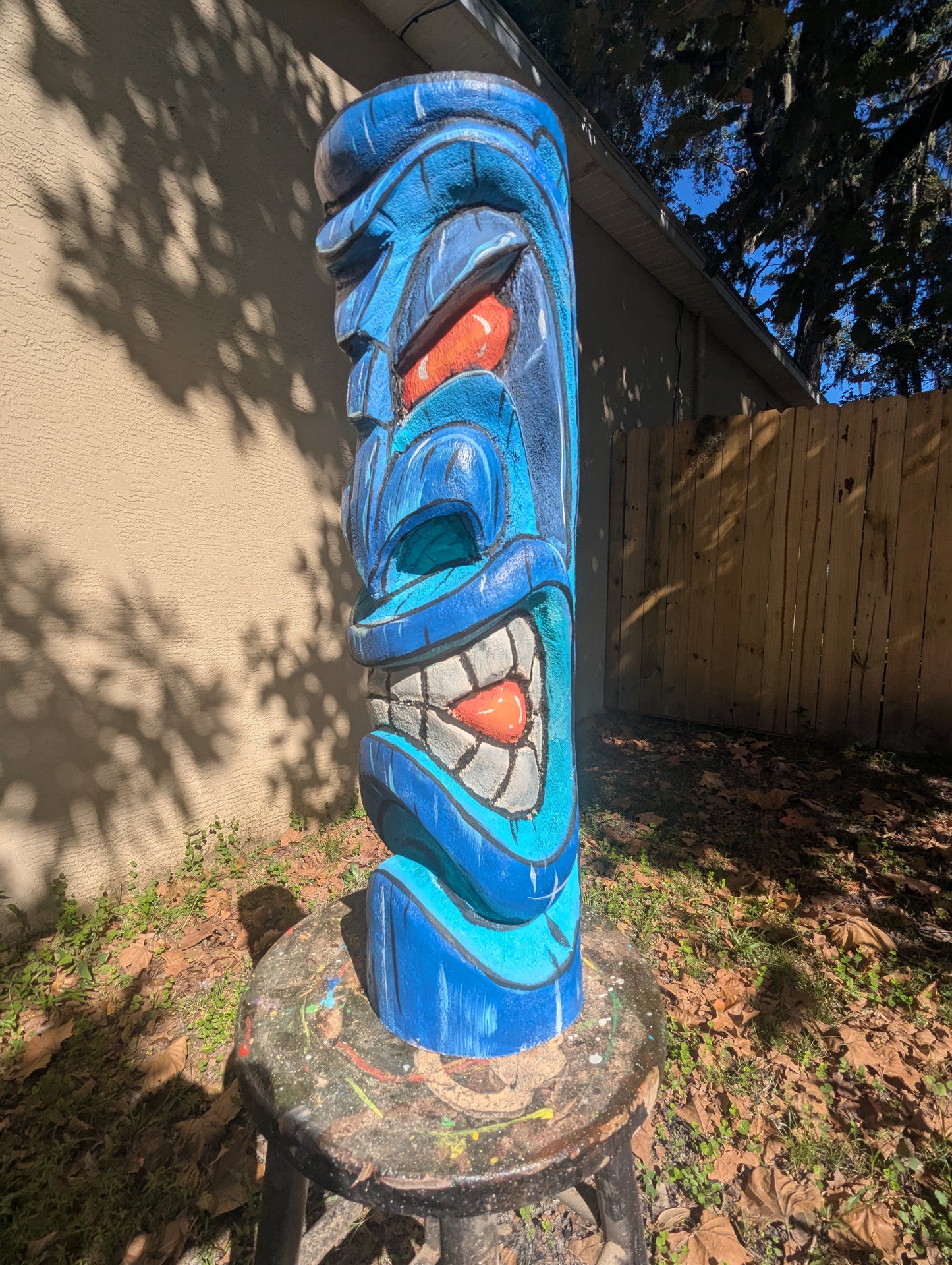 Blue painted tiki