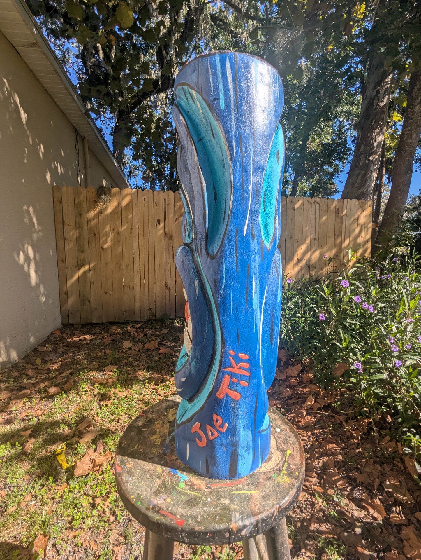 Blue painted tiki