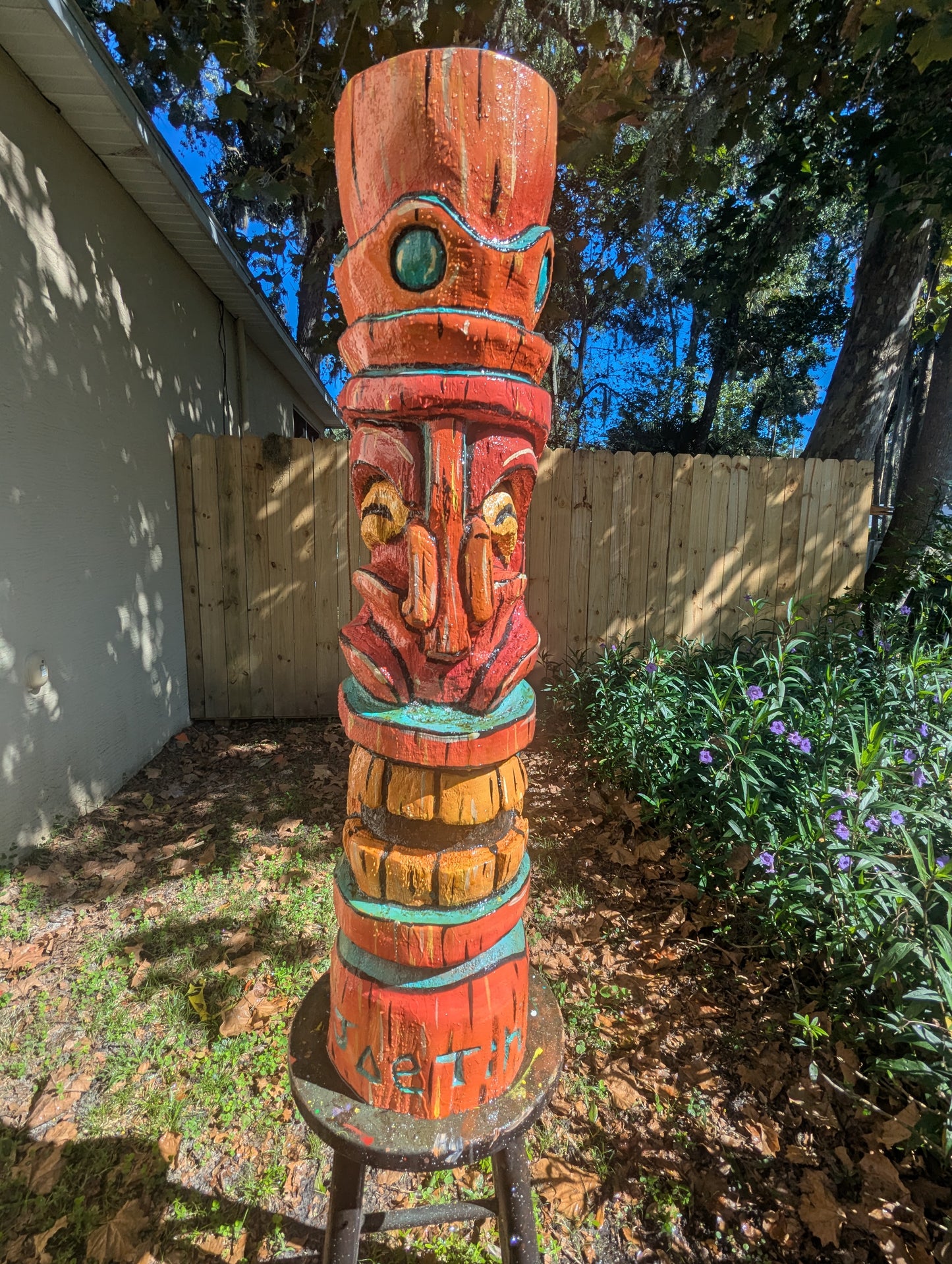 Pink painted tiki
