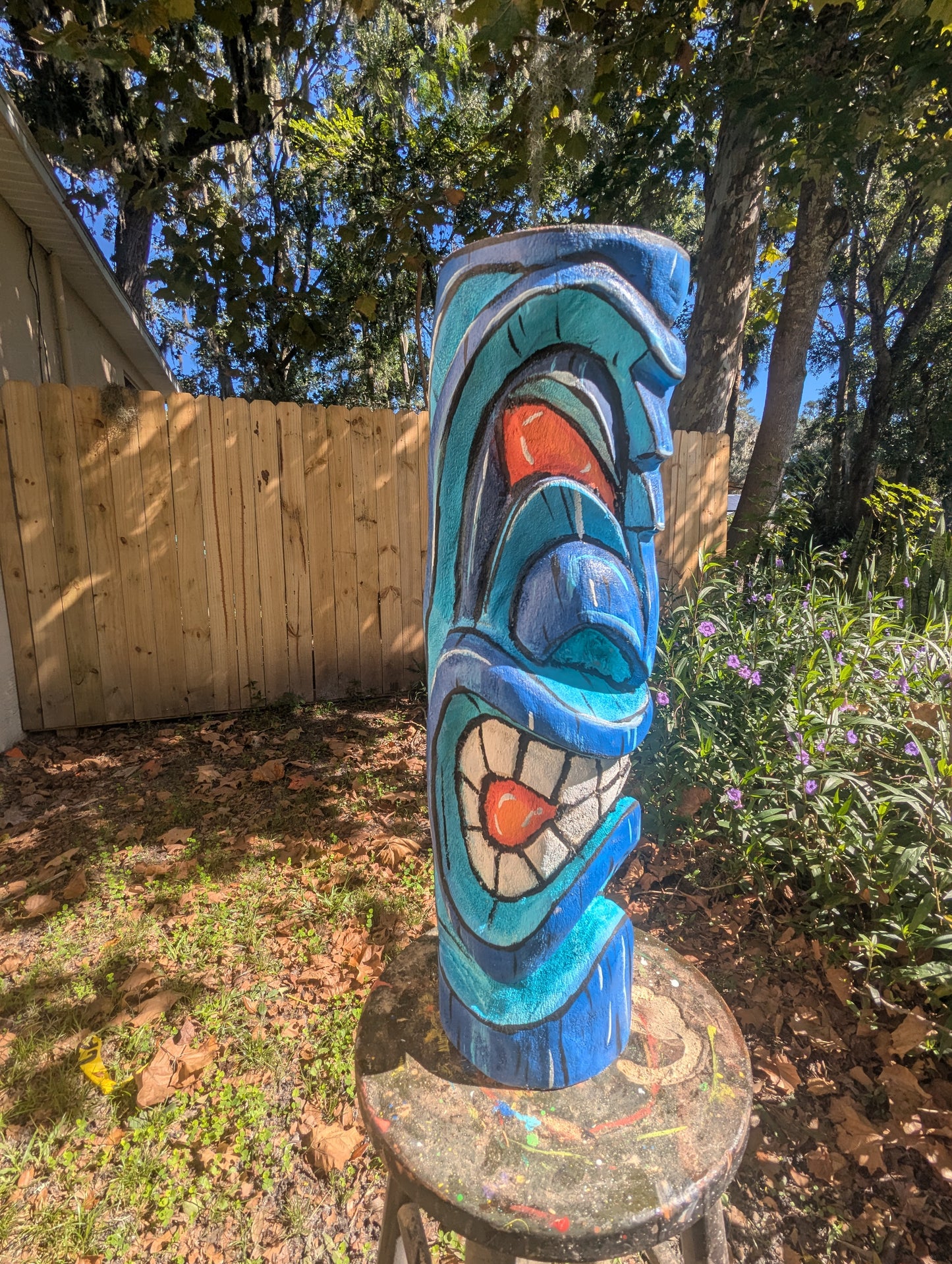 Blue painted tiki