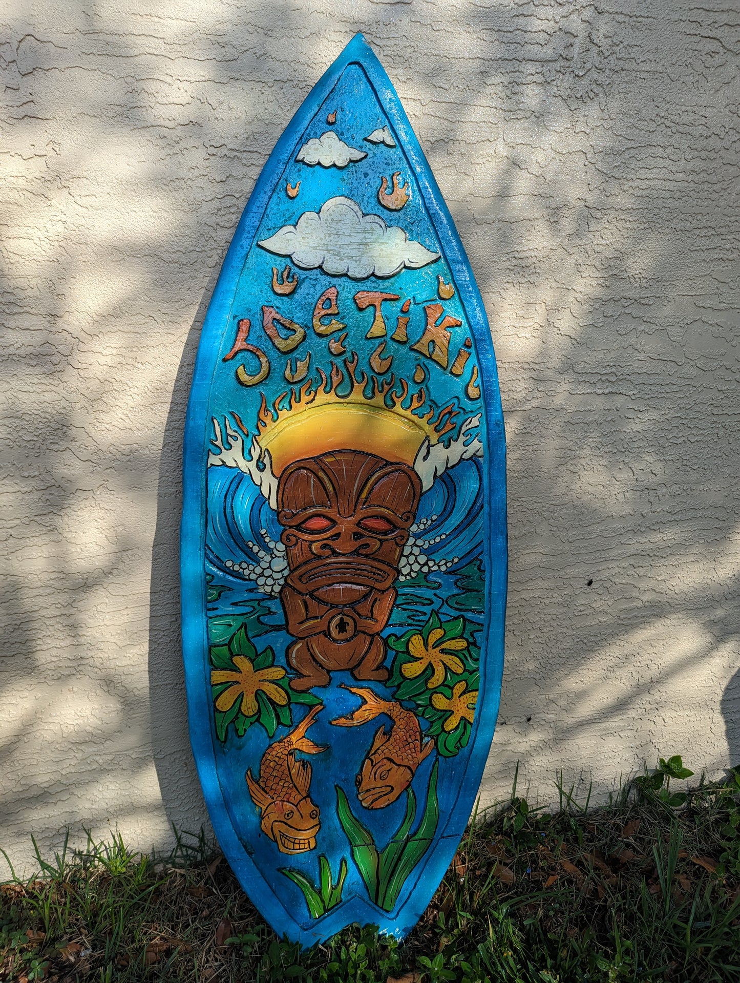 Joe tiki surfboard sign