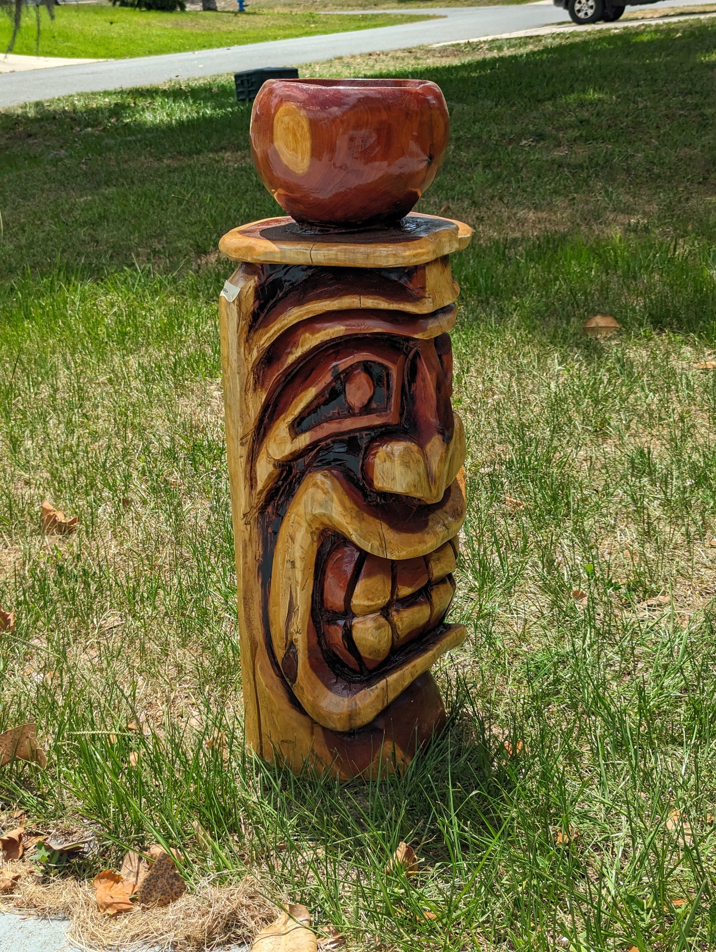 Red cedar tiki bowl.